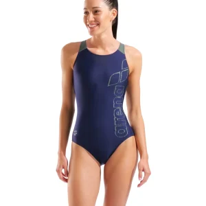 Bañador para mujer arena Feel Scratchy V Back - Azul marino/salvia