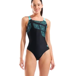 Bañador para mujer arena Feel Kikko Swim Pro Back - Negro/Agua