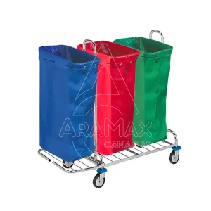 CARRO LAVANDERÍA KOMBO 3 (CON 3 SACOS: 1 AZUL, 1 ROJO Y 1 VERDE DE 120L). 52x108x106CM.