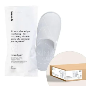 AMENITIE ZAPATILLAS BLANCAS RIZO POLIÉST. GRAMMO
Con suelas antideslizantes, packaging eco-friendly en papel. Unisex