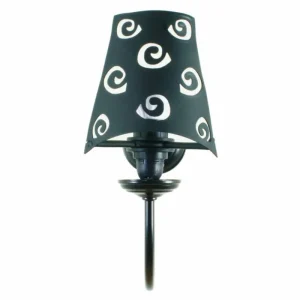 Apliques pared dormitorio negro forja media pantalla hierro AP300-PH01