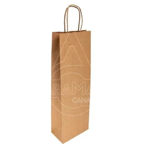 BOLSA PARA BOTELLA DE VINO CON ASAS 14+8x40CM KRAFT
