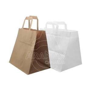 BOLSAS CON ASA PLANA PAPEL KRAFT O BLANCO 80GR.