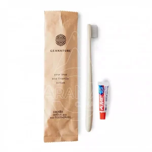 AMENITIE SET DENTAL CEPILLO ECO TRIGO GEANATURE (CEPILLO DE FIBRA DE TRIGO + FLOW PACK DENTAL 6GR.)