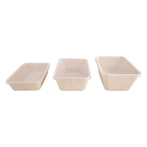 ENVASES RECTANGULARES DE  FIBRA DE TRIGO +TAPA PP