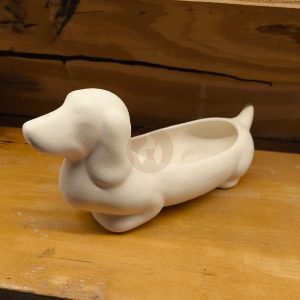 Maceta de Perro Salchicha en Bizcocho Cerámico (27×10 cm)